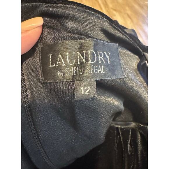 Vintage 90's Shelli Segal Velvet Black Dress Regency Dark Coquette Goth SIZE 12 - Picture 4 of 6